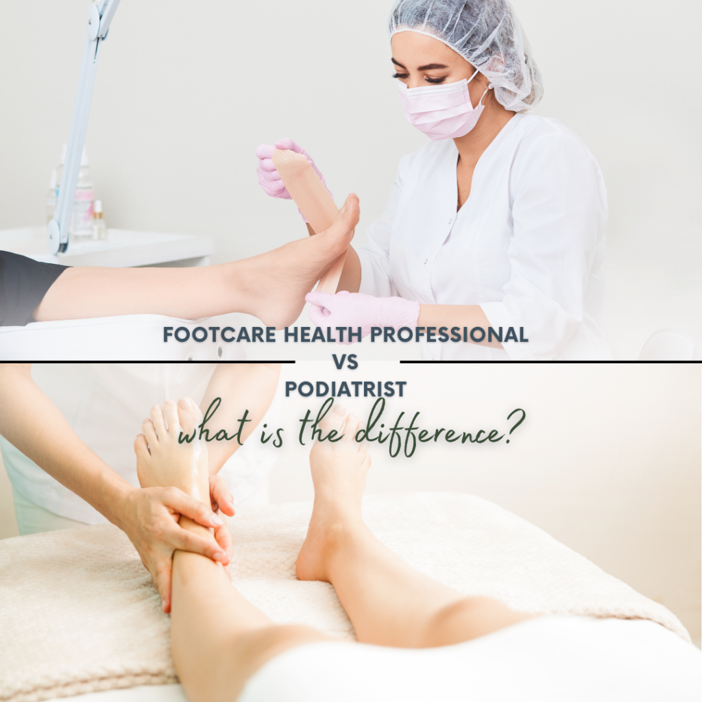 Image of a podiatrist and a foot care professional with title: Foot Care Professional Vs Podiatrist, What is the difference?