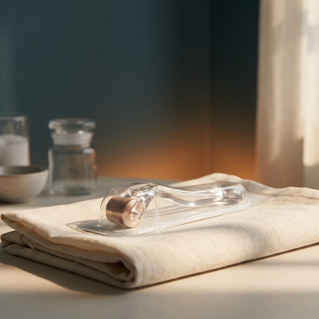 Heaven Care Clinic Microneedling on-brand cosmetic editorial still life